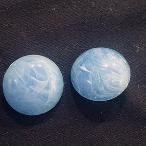 Vintage 70s Blue Swirl Button Clip on Earrings